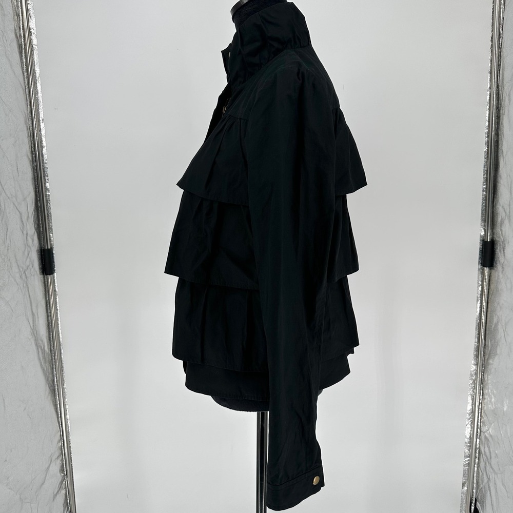 Y2K‎ Banana Republic Black Ruffle Cotton Jacket Chic Minimalist Women's 8 - Picture 3 of 7